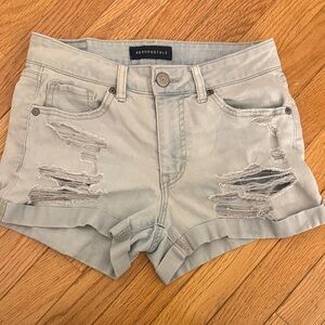 Aeropostale Light Wash Distressed Denim Shorts - High Waisted Midi size 2